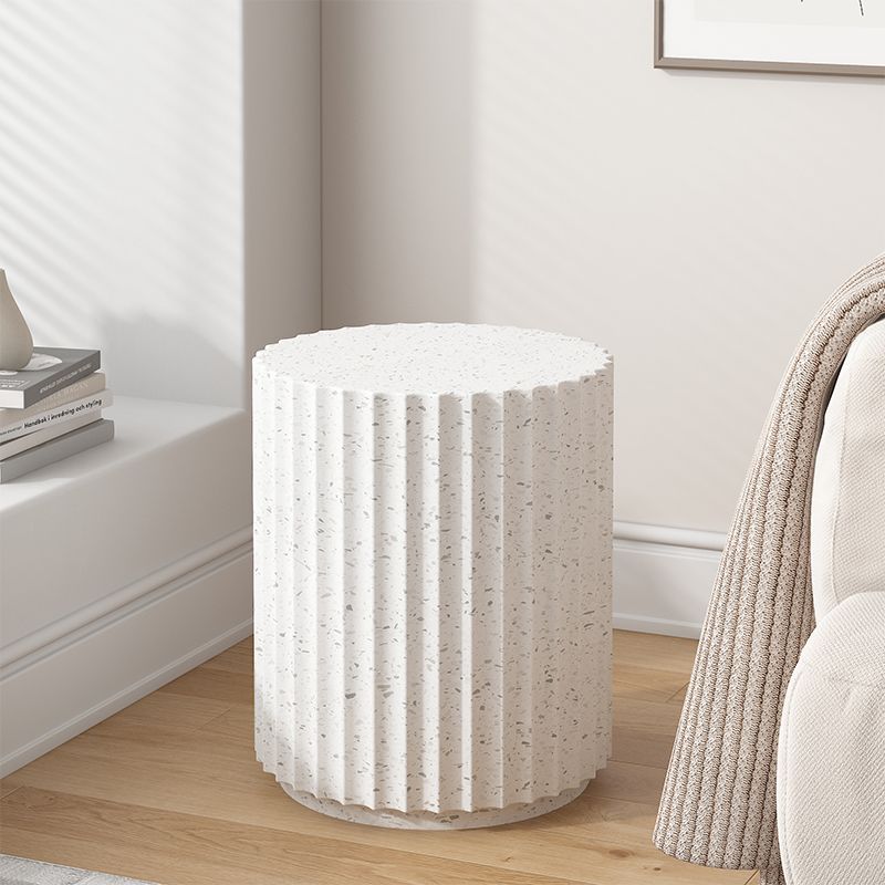 Contemporary Creative Cream Spot Cylinder Cement Side Table 1 - Tier For Living Room