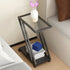 Modern Minimalist Iron Glass Geometry Side Table 2 - Tier For Living Room