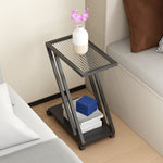 Modern Minimalist Iron Glass Geometry Side Table 2 - Tier For Living Room