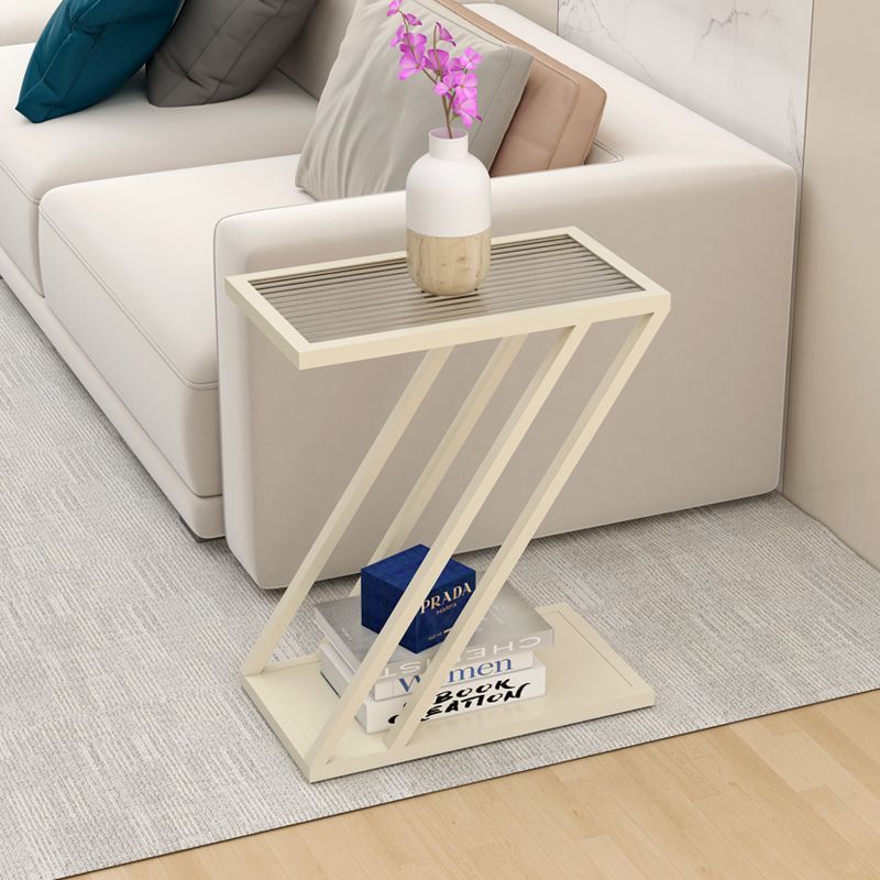 Modern Minimalist Iron Glass Geometry Side Table 2 - Tier For Living Room