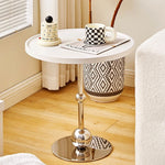 Modern Simplicity Round Glass Iron Stainless Steel Side Table 1 - Tray For Living Room