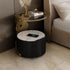 Contemporary Nordic Round Glass Sintered Stone Nightstand 1 - Drawer For Bedside