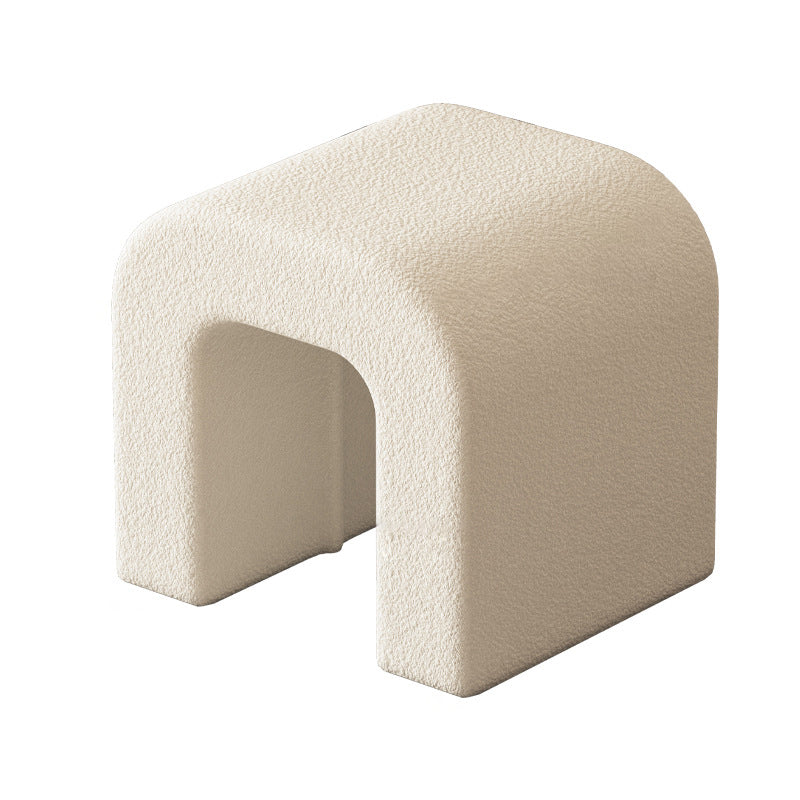 Contemporary Scandinavian Geometry Lambswool Vanity Stool Backless Armless For Bedroom