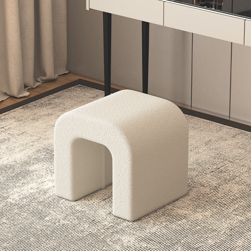 Contemporary Scandinavian Geometry Lambswool Vanity Stool Backless Armless For Bedroom