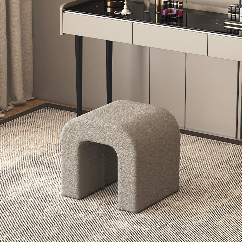 Contemporary Scandinavian Geometry Lambswool Vanity Stool Backless Armless For Bedroom