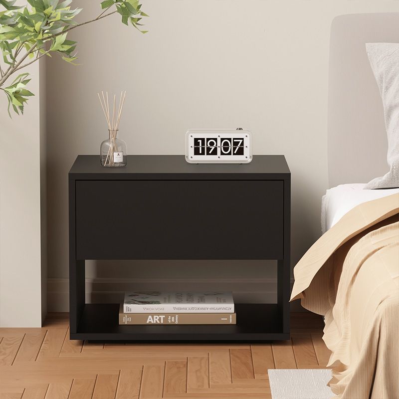 Modern Minimalist Cubic Square Medium Density Fiberboard Nightstand 1 - Drawer For Bedroom