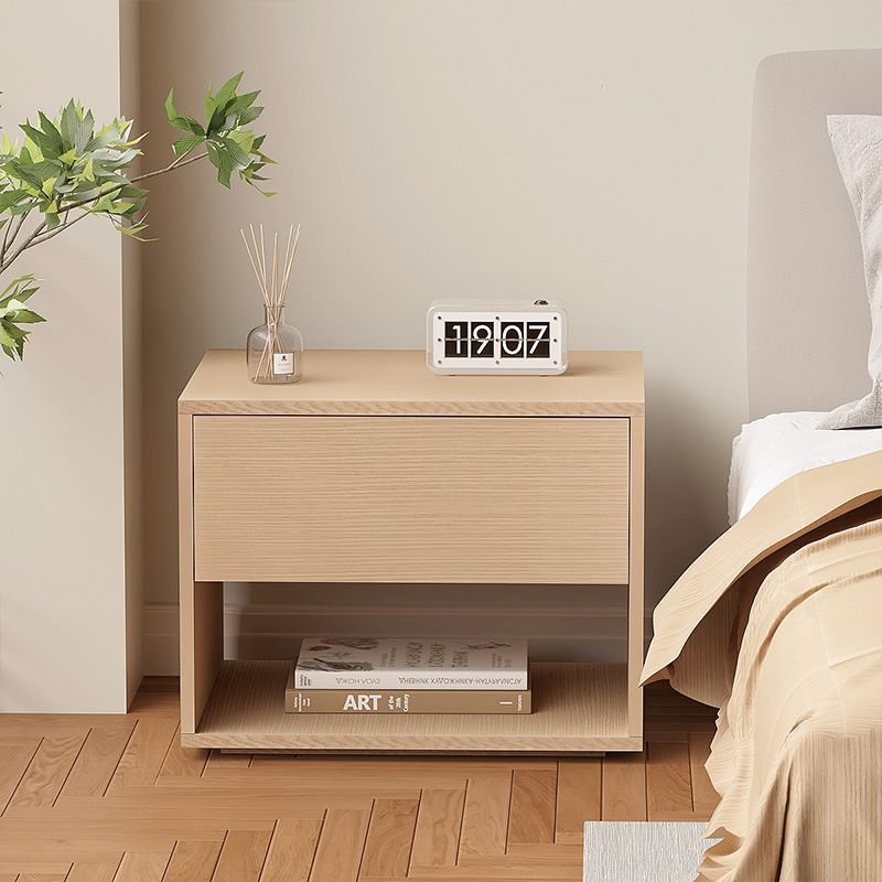 Modern Minimalist Cubic Square Medium Density Fiberboard Nightstand 1 - Drawer For Bedroom