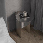 Modern Art Deco Half Cylinder Stainless Steel Side Table 2 - Tier For Bedroom