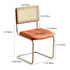 Contemporary Boho Rattan Leather Stainless Steel Dining Chair Backrest Armless For Dining Room