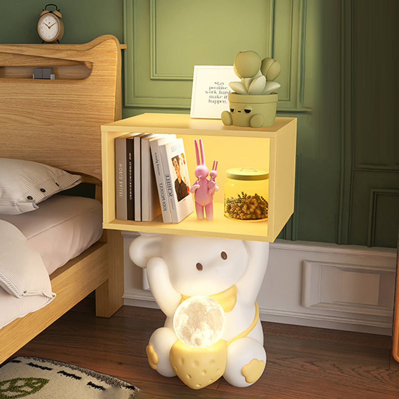 Contemporary Creative Sweet Rabbit Medium Density Fiberboard Resin Nightstand 1 - Cabinet For Bedroom