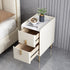 Contemporary Nordic Pine Leather Sintered Stone Nightstand 2 - Drawer For Bedroom