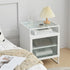 Modern Simplicity Cube Square Iron Glass Nightstand 3 - Cabinet For Bedroom