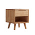 Modern Minimalist Cubic Square Rubber Wood Side Table 1/2 - Drawer For Living Room