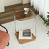 Modern Simplicity Square Glass Medium Density Fiberboard Stainless Steel Side Table 2 - Tier For Living Room