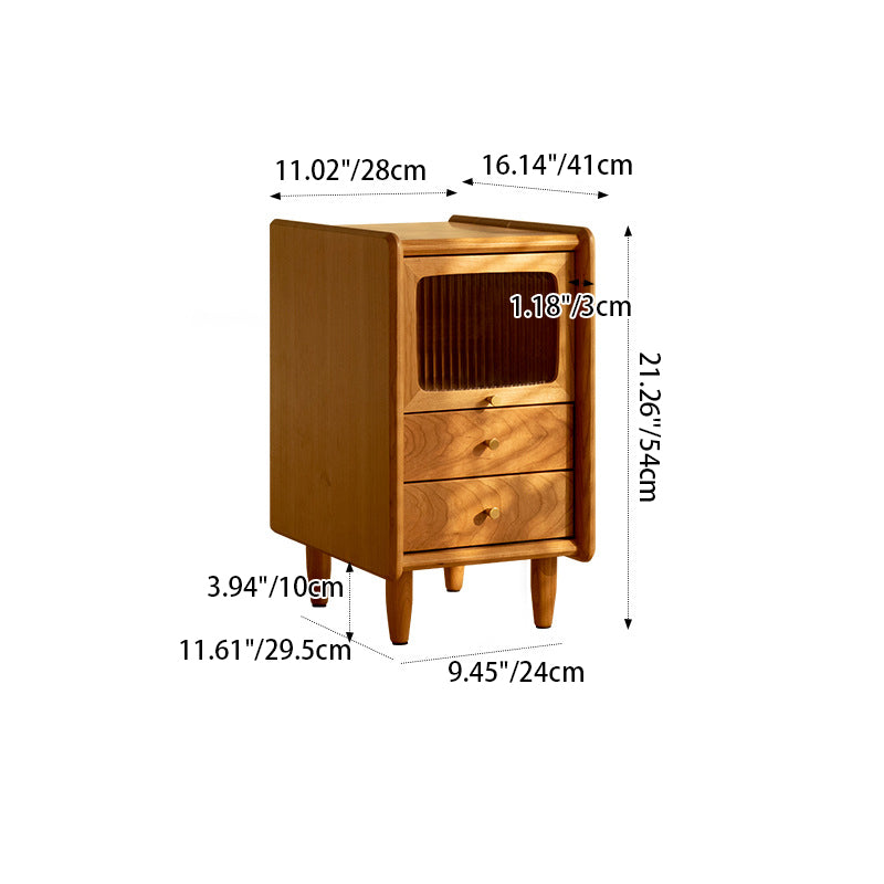 Contemporary Retro Cherry Wood Nightstand 1 - Cabinet For Bedroom