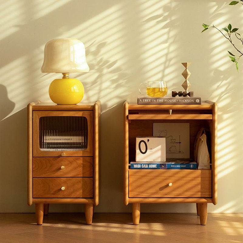 Contemporary Retro Cherry Wood Nightstand 1 - Cabinet For Bedroom