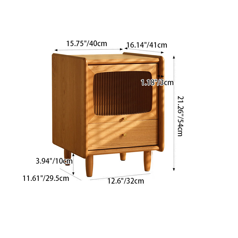 Contemporary Retro Cherry Wood Nightstand 1 - Cabinet For Bedroom