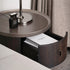 Modern Art Deco Cylinder Smoked Wood Stainless Steel Nightstand 2 - Drawer For Bedroom