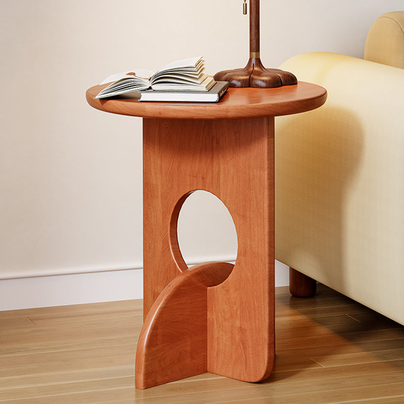 Contemporary Nordic Round Oak Solid Wood Side Table 1 - Tier For Living Room