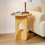 Contemporary Nordic Round Oak Solid Wood Side Table 1 - Tier For Living Room