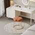 Modern Minimalist Floral Velvet Steel Frame Vanity Stool For Bedroom