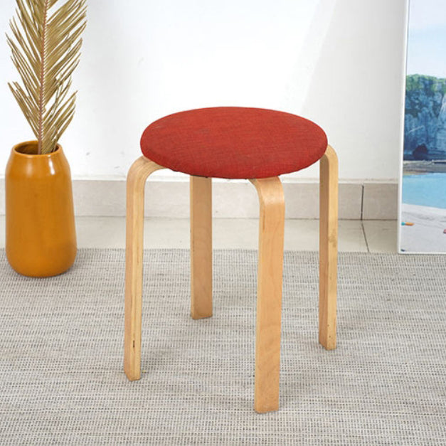 Modern Simplicity Round Upholstered Fabric Wood Dining Chair For Dining Room