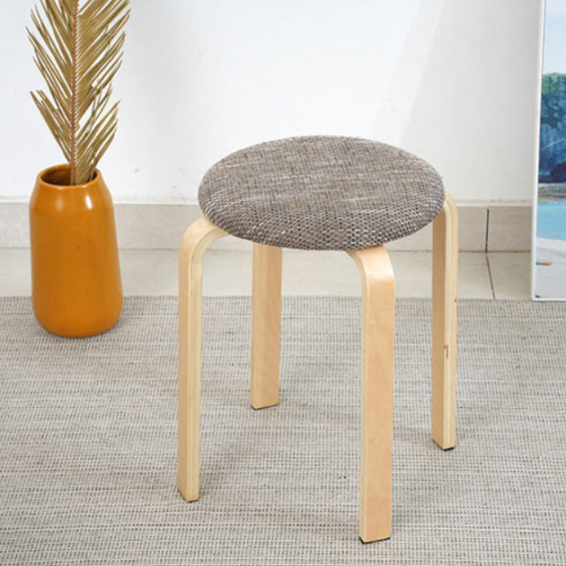 Modern Simplicity Round Upholstered Fabric Wood Dining Chair For Dining Room