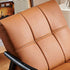 Contemporary Retro Rectangular Lattice Leather Wood Bracket Accent Chair Backrest Arm For Living Room