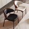Modern Minimalist Square Curved Seat Leather Faux Sheet Metal Dining Chair Backrest For Dining Room