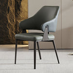 Modern Luxury Square Upholstered Leather Metal Frame Dining Chair Curved Backrest For Dining Room