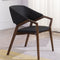 Modern Minimalist Square Leather Solid Wood Dining Chair Curved Backrest For Dining Room