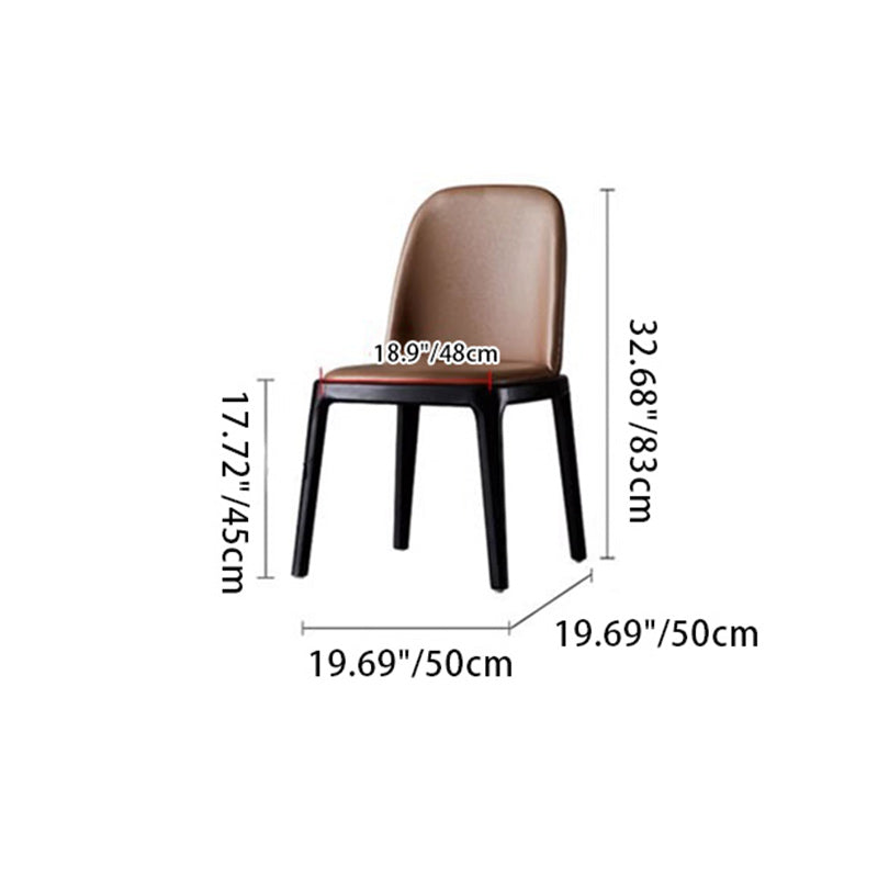 Contemporary Nordic Square Leather Solid Wood Dining Chair Curved Backrest For Dining Room