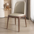 Contemporary Nordic Square Leather Solid Wood Dining Chair Curved Backrest For Dining Room