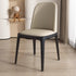 Contemporary Nordic Square Leather Solid Wood Dining Chair Curved Backrest For Dining Room