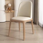 Contemporary Nordic Square Leather Solid Wood Dining Chair Curved Backrest For Dining Room