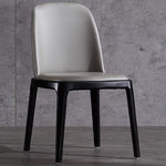 Contemporary Nordic Square Leather Solid Wood Dining Chair Curved Backrest For Dining Room