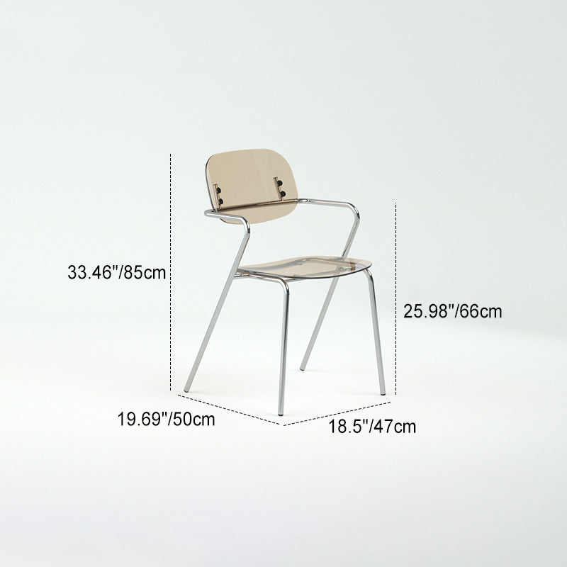 Modern Minimalist Rectangular Acrylic Iron Chair Backrest Armrest For Living Room