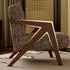 Traditional Vintage Rectangular Wood Fabric Accent Chair Backrest Armrest For Living Room