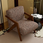 Traditional Vintage Rectangular Wood Fabric Accent Chair Backrest Armrest For Living Room