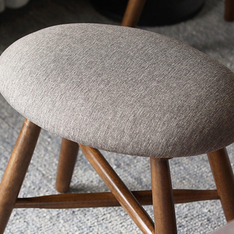 Contemporary Scandinavian Round Fabric Wood Footstool Backless Armless For Living Room