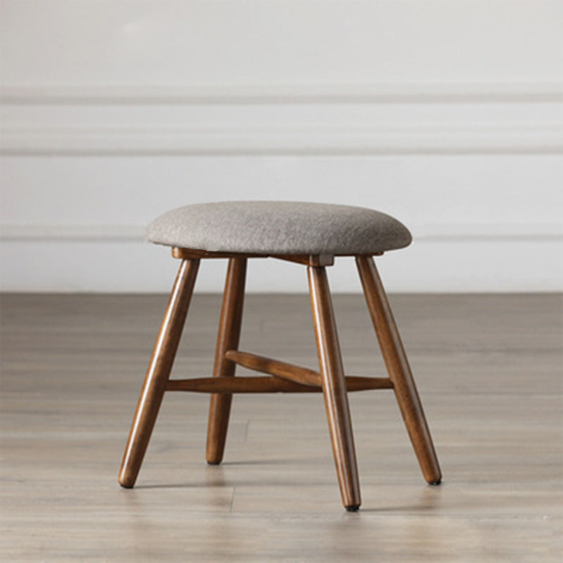 Contemporary Scandinavian Round Fabric Wood Footstool Backless Armless For Living Room