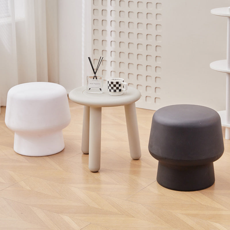 Contemporary Nordic Round Plastic Footstool Backless Armless For Living Room