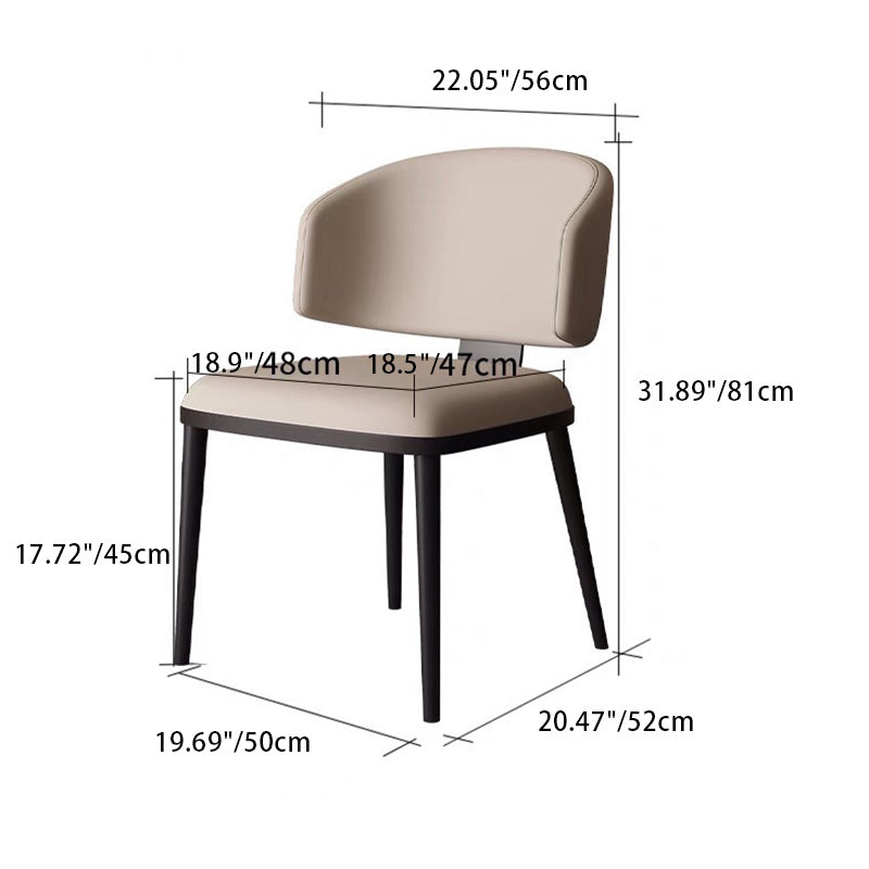 Contemporary Nordic Square Leather Steel Chair Backrest Armless For Living Room