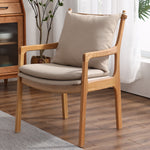 Contemporary Scandinavian Square Wood Fabric Chair Backrest Armrest For Living Room