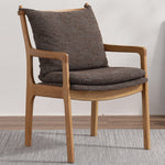 Contemporary Scandinavian Square Wood Fabric Chair Backrest Armrest For Living Room