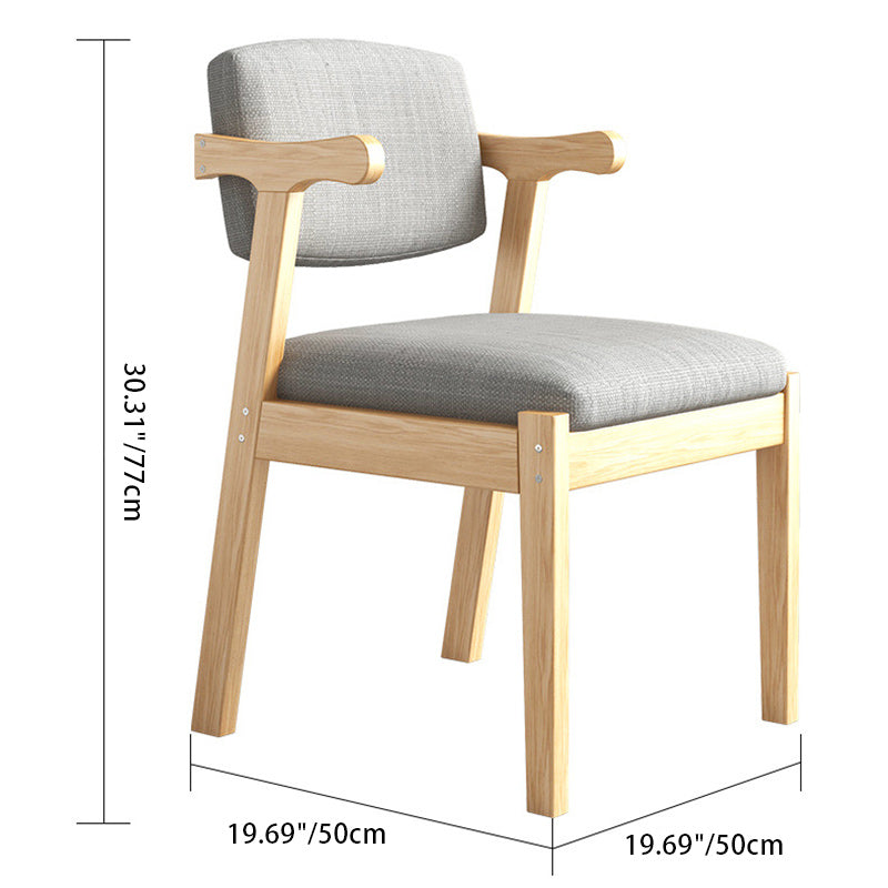 Contemporary Nordic Square Fabric Wood Chair Backrest Armrest For Living Room