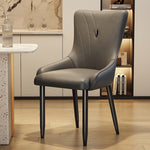 Contemporary Nordic Square Leather Upholstered Carbon Steel Legs Dining Chair Backrest For Dining Room