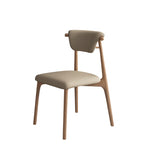 Contemporary Scandinavian Square Wood Leather Upholstered Dining Chair Backrest For Dining Room