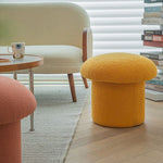 Contemporary Nordic Mushroom Shape Lambskin Low Stool For Living Room