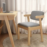 Contemporary Nordic Square Wood Leather Cloth Chair Backrest Armrest For Living Room